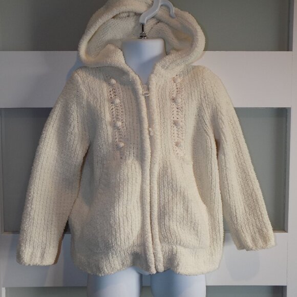 HANNA ANDERSSON Off White Zip Up Hoodie Jacket Size 90 (3) Girl's EUC - Picture 1 of 3